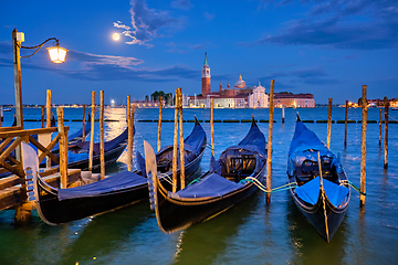 Image showing San Giorgio Maggiore Church with full moon. Venice, Italy