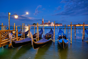 Image showing San Giorgio Maggiore Church with full moon. Venice, Italy