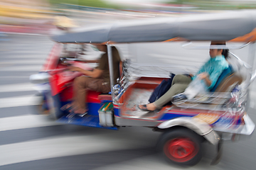 Image showing Traditional tuk-tuk from Bangkok, Thailand, in motion blur.