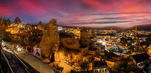 Image showing Goreme on sunset in Cappadocia