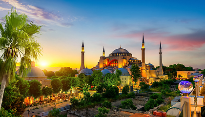 Image showing Hagia Sophia and palm tree