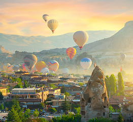 Image showing Hot air balloons launch