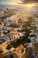 Image showing Hot air balloons over canyon