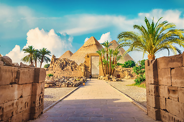 Image showing Luxor Karnak and pyramids