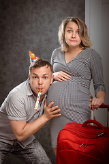 Image showing Pregnant woman with husband ready for childbirth