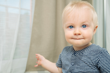 Image showing Cute baby boy with blue eyes - portrait