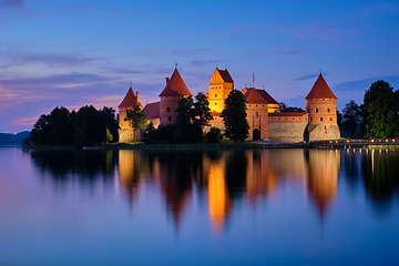 Image showing Trakai Island Castle in lake Galve, Lithuania