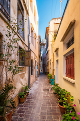 Image showing Scenic picturesque streets of Chania venetian town. Chania, Creete, Greece