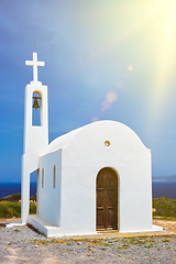 Image showing Greek traditional white washed orthodox church