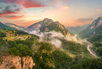 Image showing Mountains and sunset sky