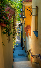 Image showing Narrow street with stairs