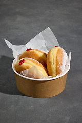 Image showing freshly baked jelly donuts