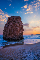 Image showing Fyriplaka beach on sunset, Milos island, Cyclades, Greece