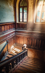 Image showing Old wooden staircase