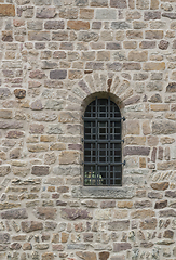 Image showing wall with barred window