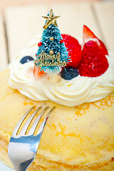 Image showing christmas tree on crepe pancake cake