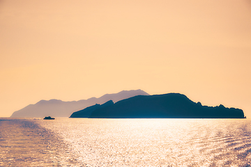 Image showing Cyclades islands silhouettes in Aegean sea