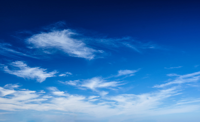 Image showing Blue clear sky with clouds