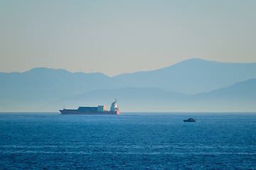 Image showing Cargo vessel ship in Aegean Sea