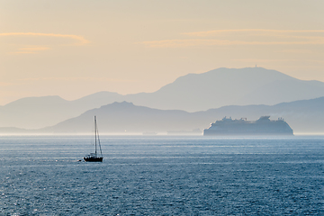 Image showing Cruise liner ship in Mediterranea sea