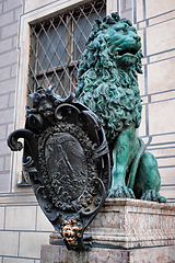 Image showing Bavarian lion statue at Munich Residenz palace