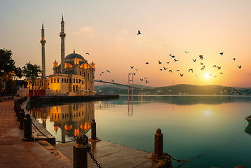 Image showing Ortakoy Mosque and Bosphorus bridge