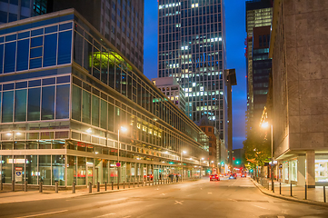Image showing Cityscape with illuminated Frankfurt street