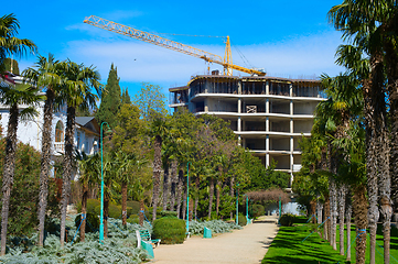 Image showing Construction site apartment building park
