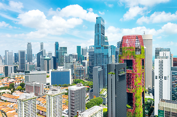 Image showing Aerial cityscape of Singapore metropolis