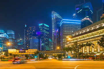 Image showing Singapore downtown, illuminated highway