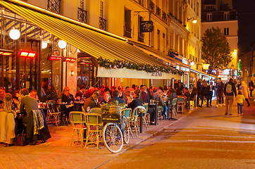 Image showing  People street restaurant Paris night