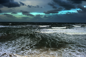 Image showing Strom ocean clouds wave danger