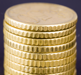 Image showing stacked a large number of European coins