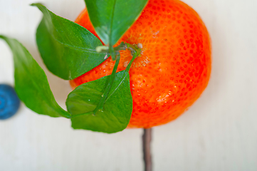 Image showing tangerine and blueberry on white table