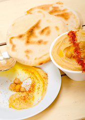 Image showing Hummus with pita bread