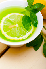 Image showing mint infusion tea tisane with lemon