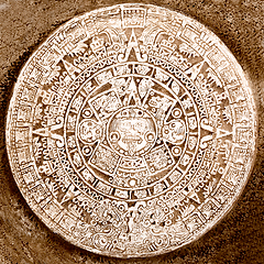 Image showing Ancient aztec calendar isolated