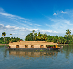 Image showing Houseboat on Kerala backwaters, India