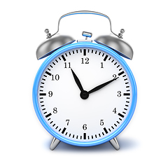 Image showing Blue retro styled classic alarm clock isolated