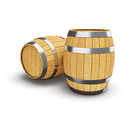 Image showing Wooden barrel isolated on white