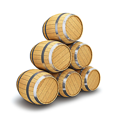 Image showing Wooden barrels isolated on white