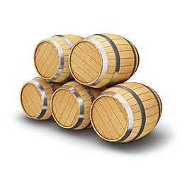 Image showing Wooden barrels isolated on white