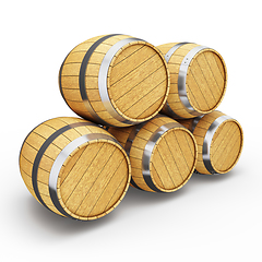 Image showing Wooden barrels isolated on white