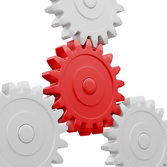 Image showing Gear cogwheels working together on white