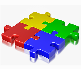 Image showing Color puzzle jigsaw pieces isolated on white background