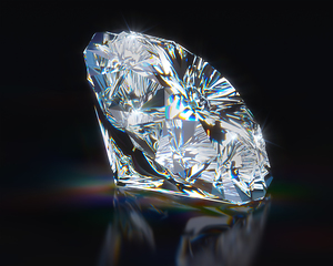 Image showing Diamond on black reflective background