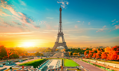 Image showing Paris in sunset time