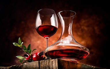 Image showing Pomegranate wine in a decanter