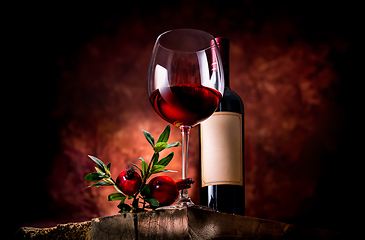 Image showing Pomegranate wine on a table