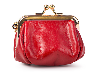 Image showing Red leather purse